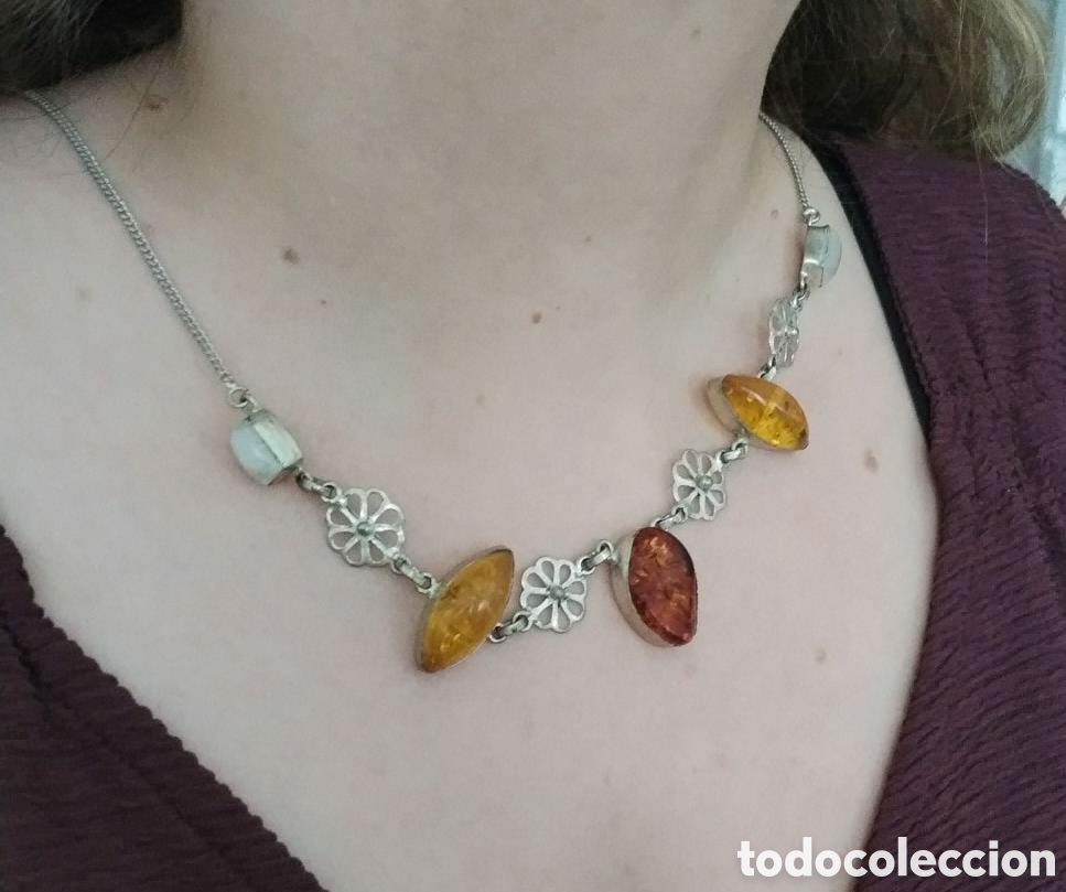 Joyeria: #1052 collar plata 925 con flores &aacute;mbar - Foto 2