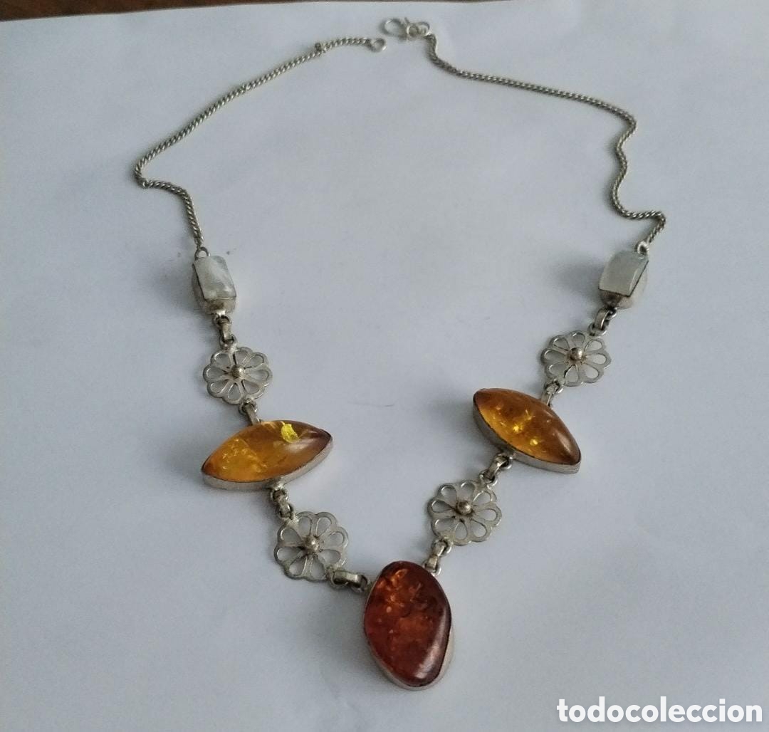 Joyeria: #1052 collar plata 925 con flores &aacute;mbar - Foto 1