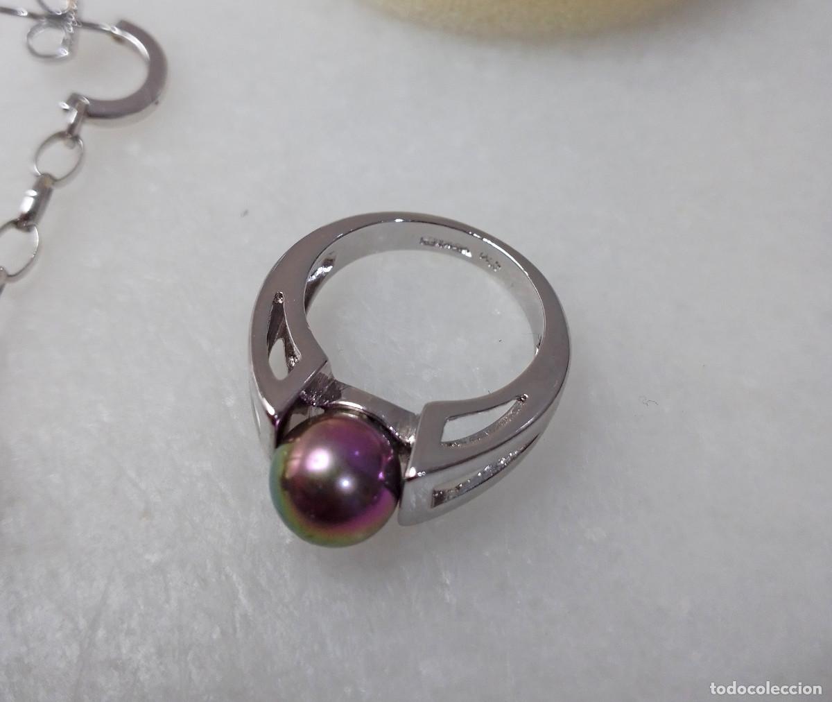 Joyeria: Anillo y pendientes Majorica de plata de ley con perlas. - Foto 4
