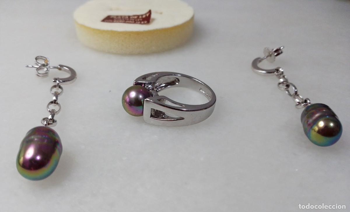 Joyeria: Anillo y pendientes Majorica de plata de ley con perlas. - Foto 5