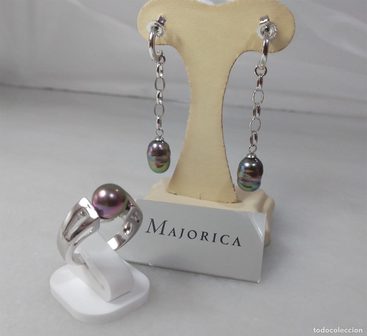 Joyeria: Anillo y pendientes Majorica de plata de ley con perlas. - Foto 8