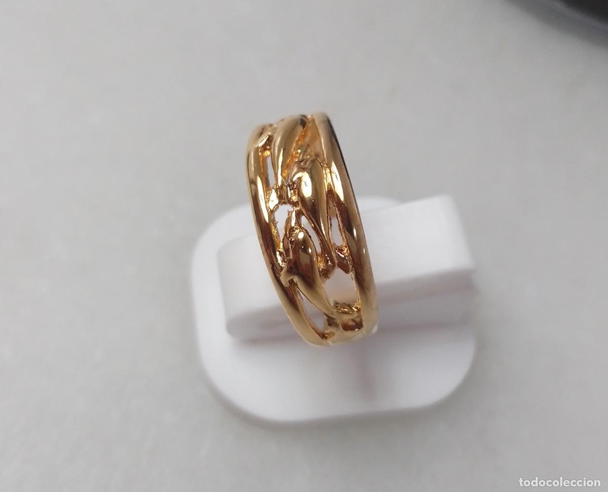 Joyeria: Anillo cl&aacute;sico de plata de ley ba&ntilde;ado en oro con delfines. - Foto 5