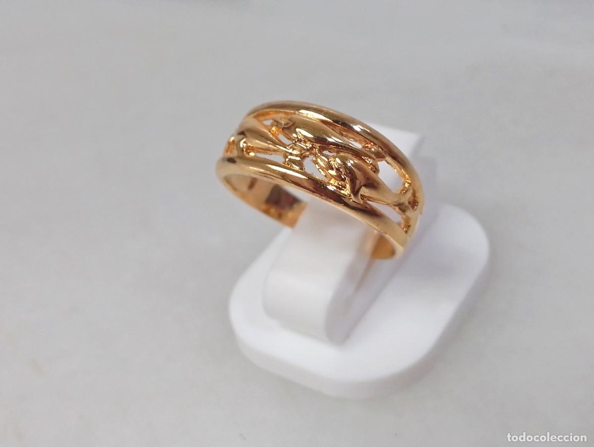 Joyeria: Anillo cl&aacute;sico de plata de ley ba&ntilde;ado en oro con delfines. - Foto 7