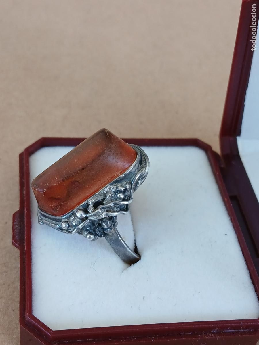 Joyeria: ANILLO DE PLATA Y &Aacute;MBAR ESTILO ART NOUVEAU - Foto 2