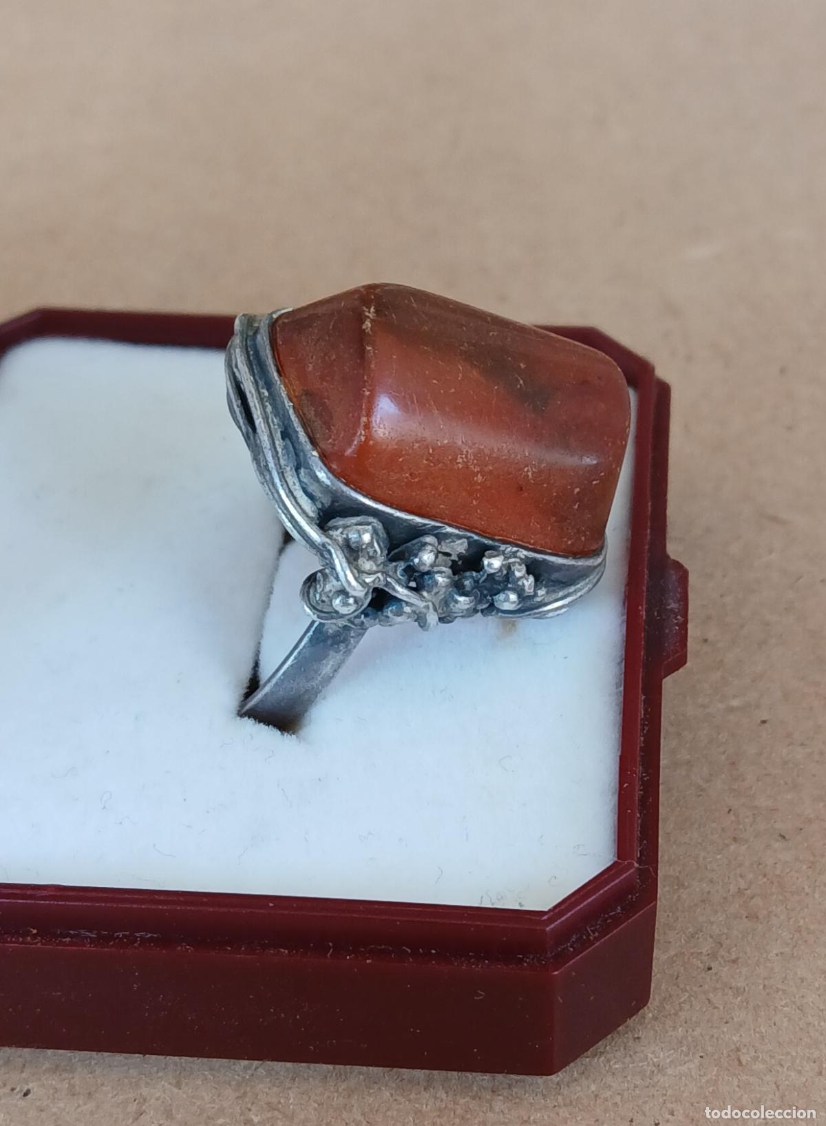 Joyeria: ANILLO DE PLATA Y &Aacute;MBAR ESTILO ART NOUVEAU - Foto 3