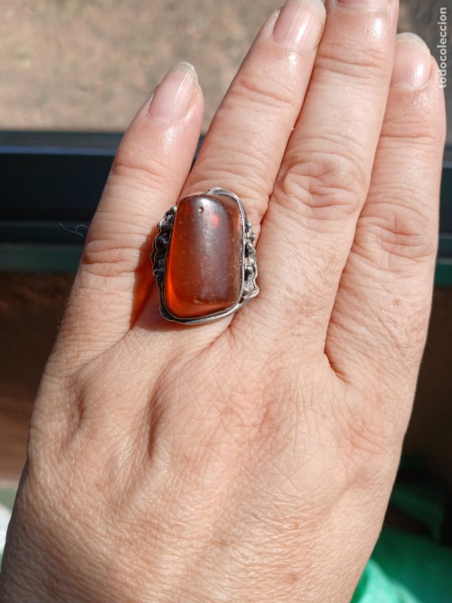 Joyeria: ANILLO DE PLATA Y &Aacute;MBAR ESTILO ART NOUVEAU - Foto 6