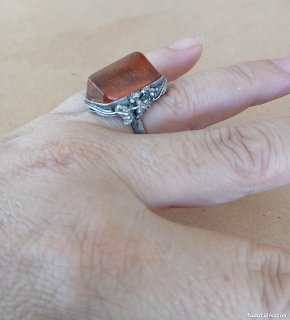 Joyeria: ANILLO DE PLATA Y &Aacute;MBAR ESTILO ART NOUVEAU - Foto 8