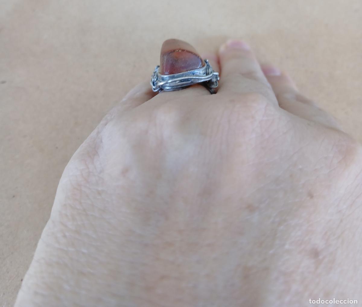 Joyeria: ANILLO DE PLATA Y &Aacute;MBAR ESTILO ART NOUVEAU - Foto 9