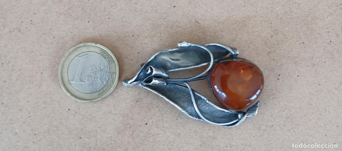 Joyeria: BROCHE VINTAGE DE PLATA Y &Aacute;MBAR - Foto 3