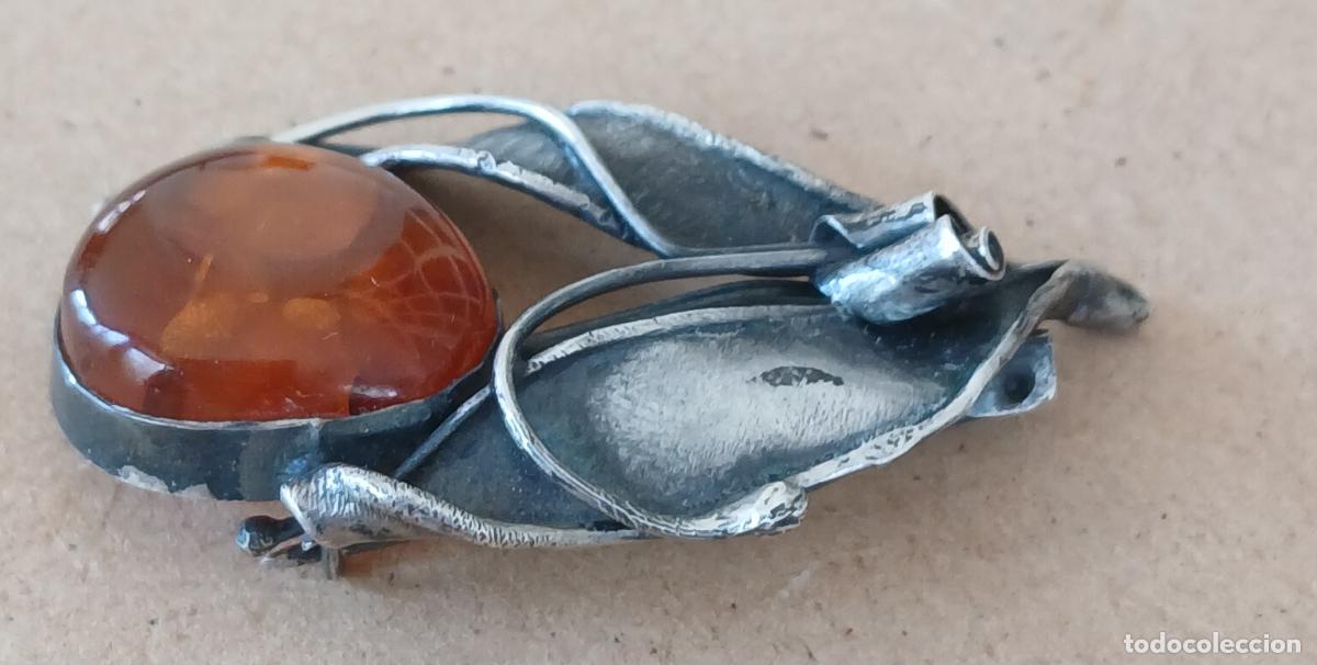 Joyeria: BROCHE VINTAGE DE PLATA Y &Aacute;MBAR - Foto 5