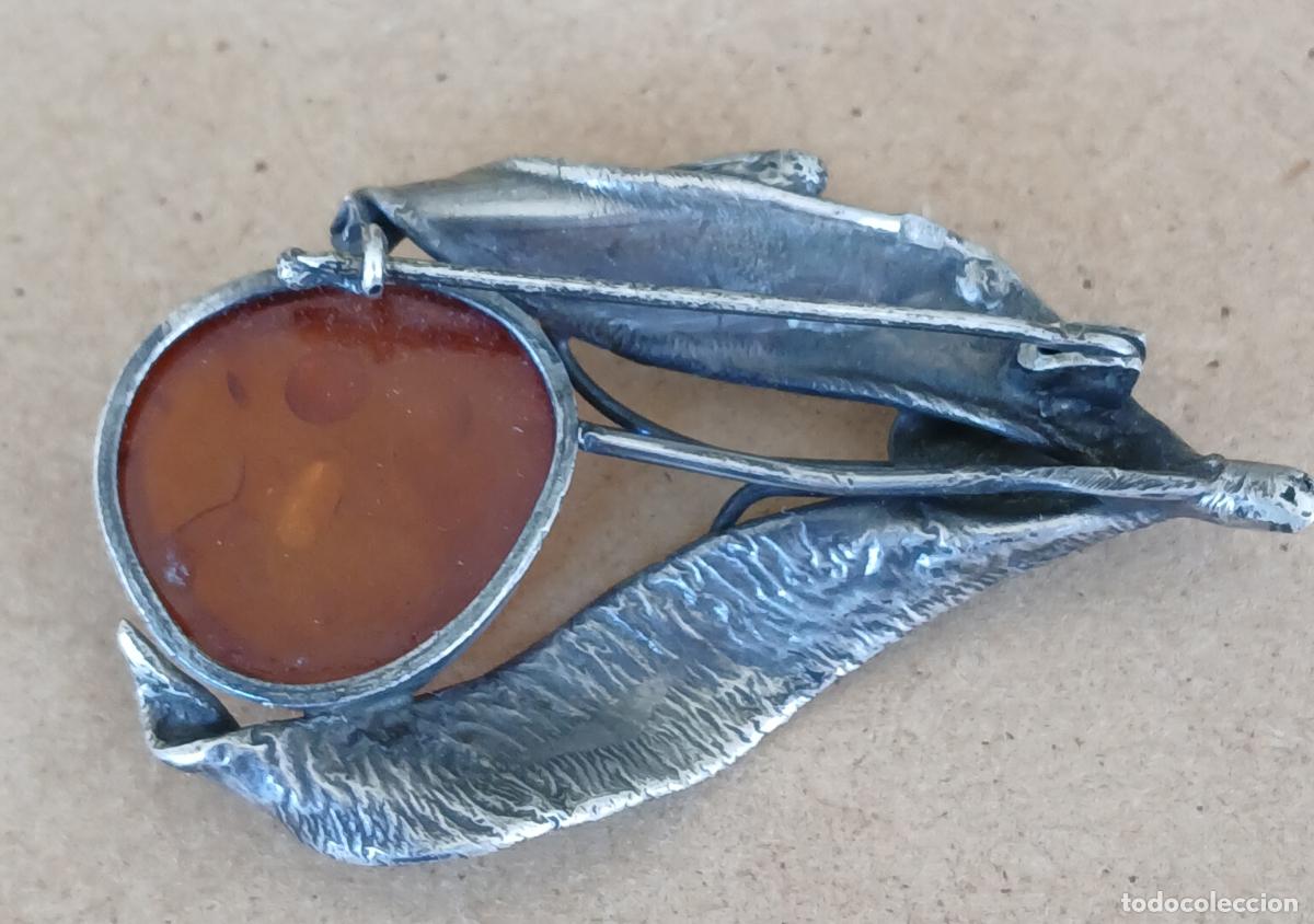 Joyeria: BROCHE VINTAGE DE PLATA Y &Aacute;MBAR - Foto 6