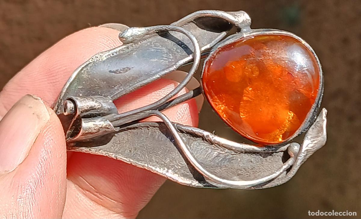Joyeria: BROCHE VINTAGE DE PLATA Y &Aacute;MBAR - Foto 8