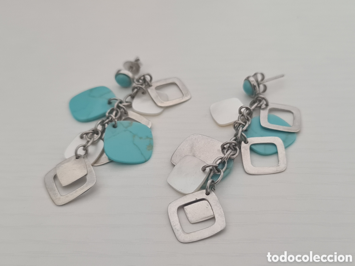Joyeria: #1091 pendientes plata y azul plata 925 - Foto 2