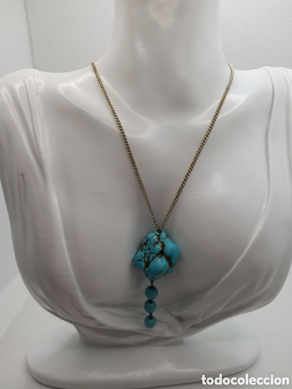Joyeria: Collar con Turquesas.Cadena de Plata - Foto 1