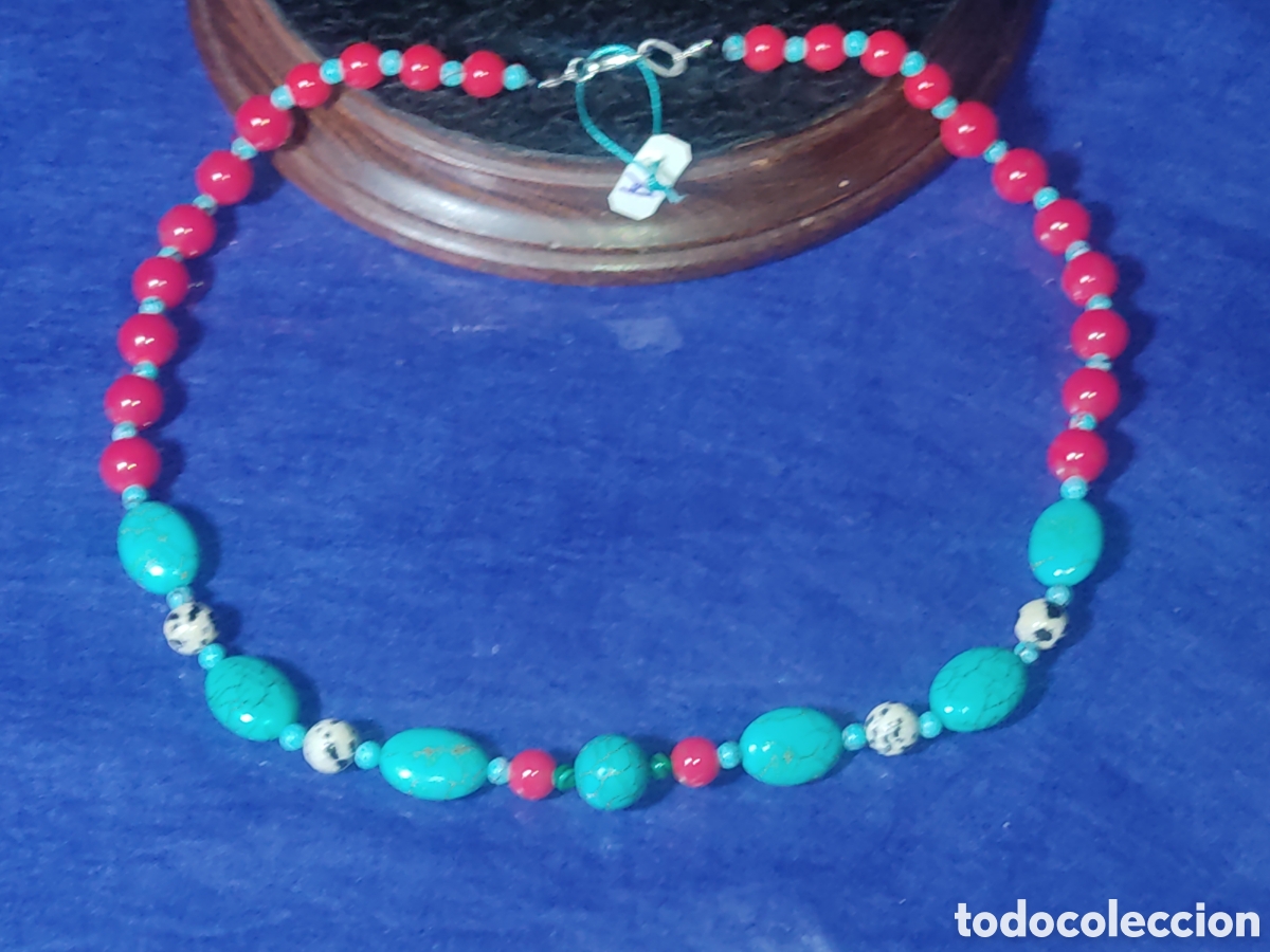 Joyeria: Collar coral rojo,turquesa y Jaspe D&aacute;lmata.*A* - Foto 2