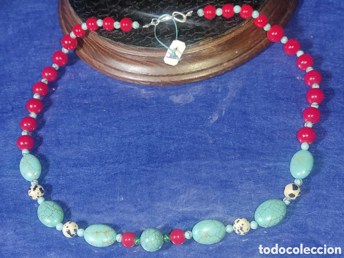 Joyeria: Collar coral rojo,turquesa y Jaspe D&aacute;lmata.*A* - Foto 3