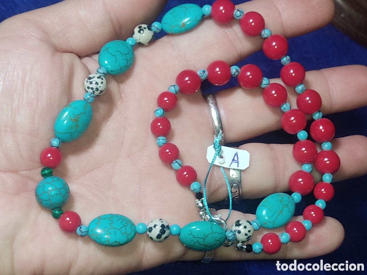 Joyeria: Collar coral rojo,turquesa y Jaspe D&aacute;lmata.*A* - Foto 5