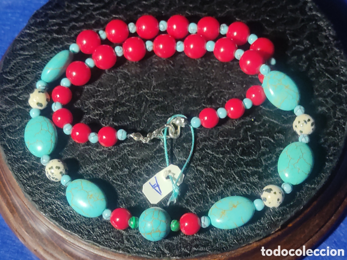 Joyeria: Collar coral rojo,turquesa y Jaspe D&aacute;lmata.*A* - Foto 6