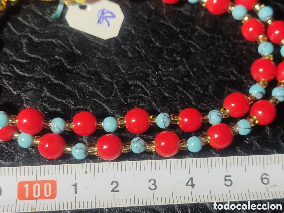 Joyeria: Collar de cuentas de coral rojo y turquesa. *R* - Foto 4