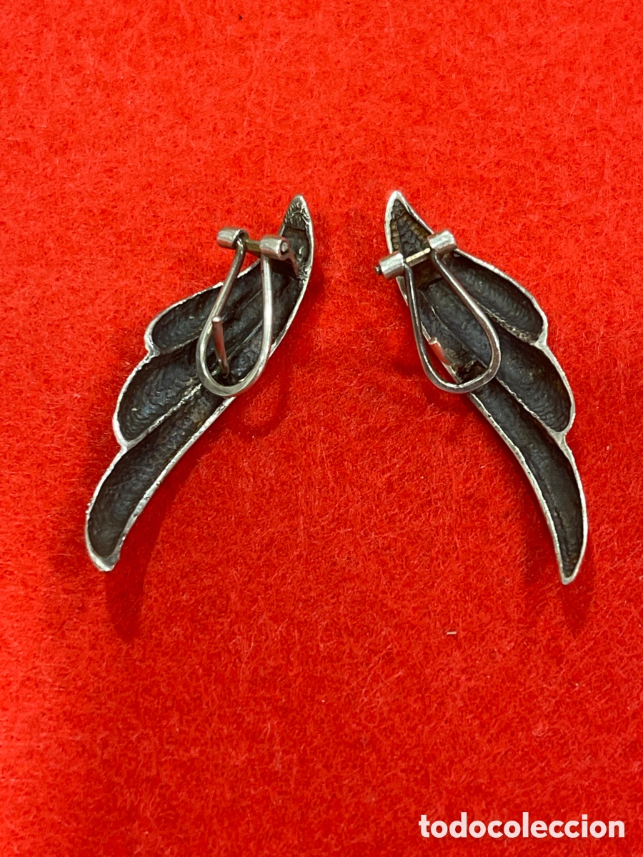 Joyeria: Pendientes en forma de ala en plata de ley. - Foto 2