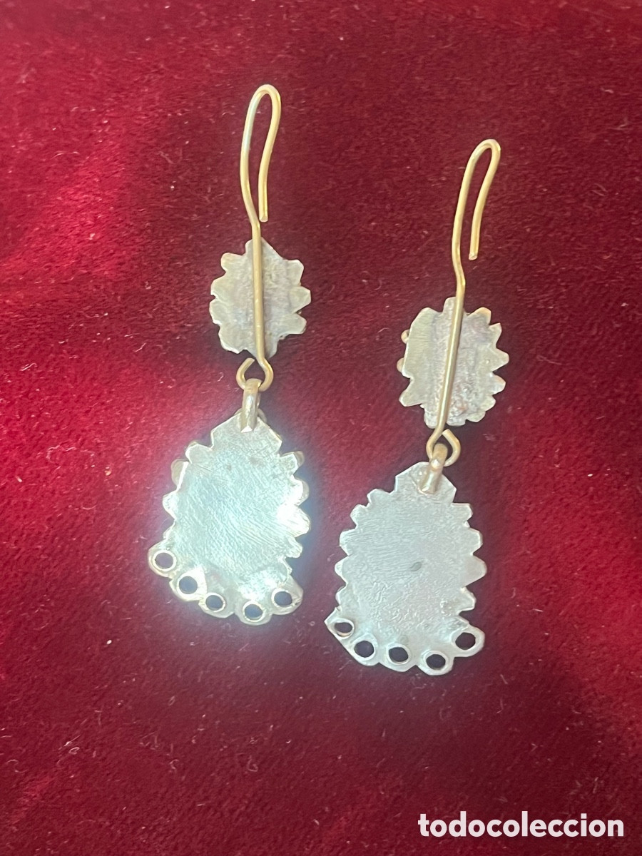 Joyeria: ANTIGUOS PENDIENTES LARGOS DE PLATA Y LAPISL&Aacute;ZULI - Foto 2