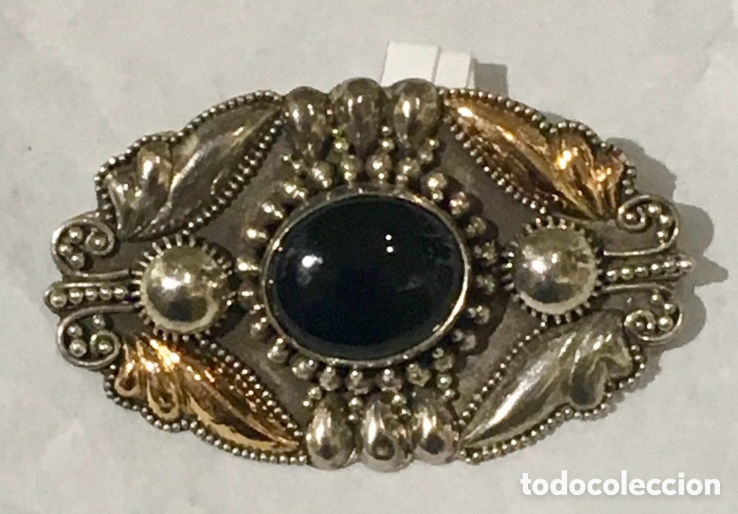 Joyeria: Broche. Plata, oro y &oacute;nix. Art Deco. - Foto 1