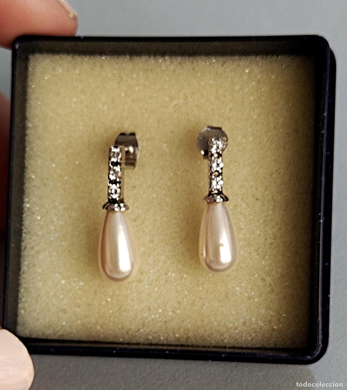 Joyeria: Pendientes de plata de ley con perla, cierre de presi&oacute;n. - Foto 4