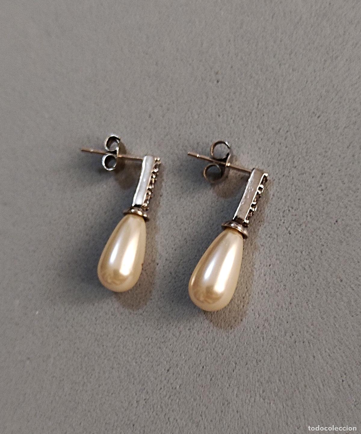 Joyeria: Pendientes de plata de ley con perla, cierre de presi&oacute;n. - Foto 1