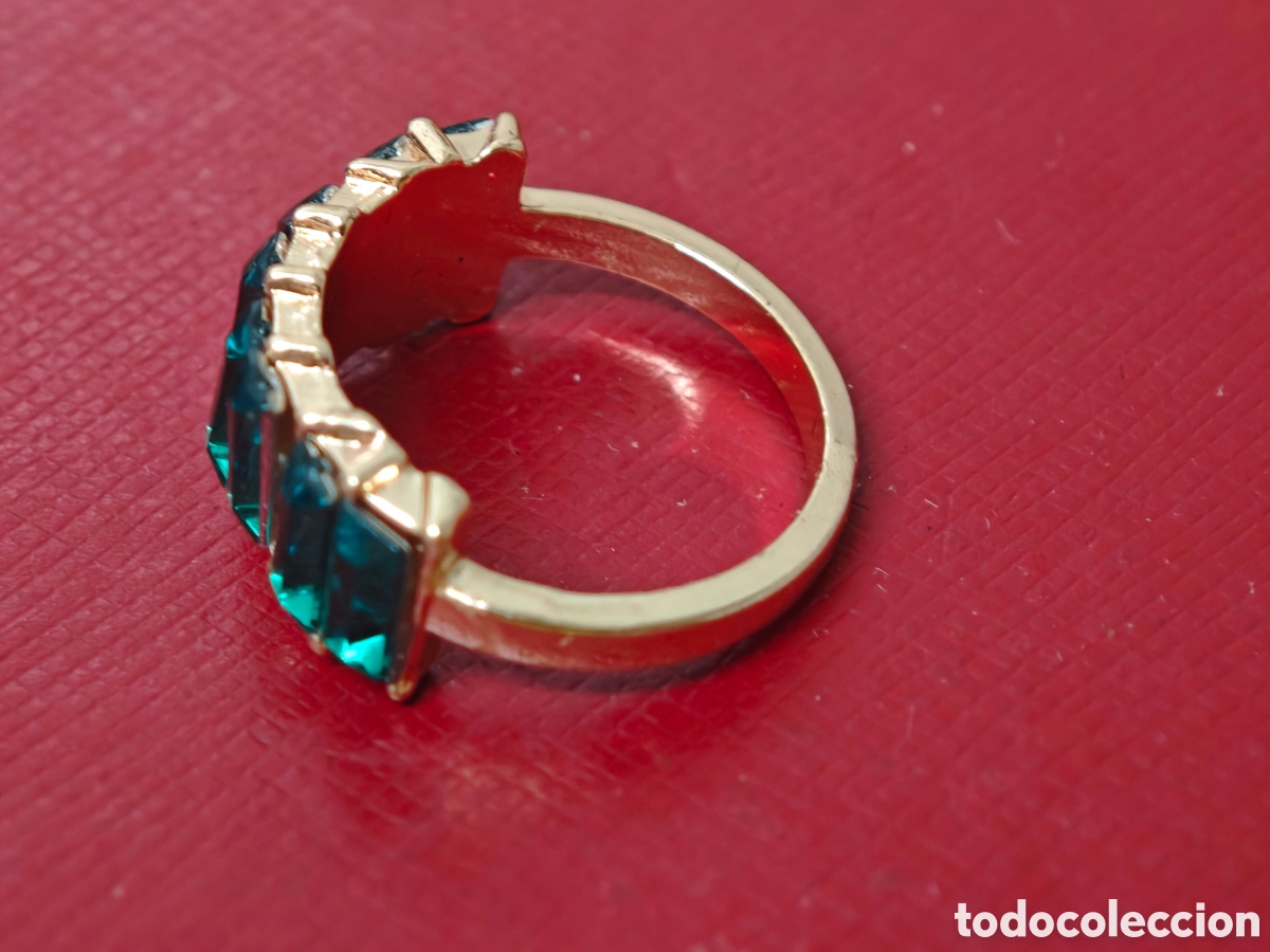 Joyeria: Anillo de acero oro y cristal verde - Foto 6