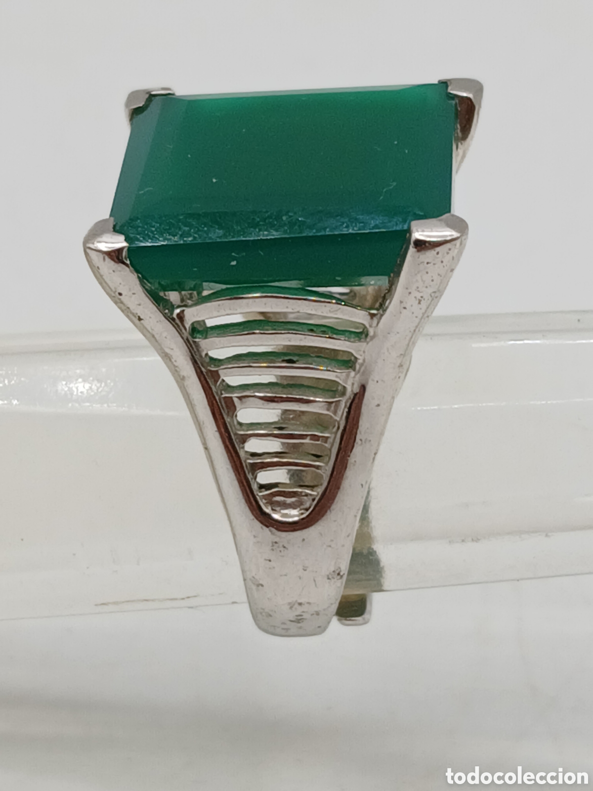 Joyeria: Anillo ajustable plata 925mls y &aacute;gata verde - Foto 2