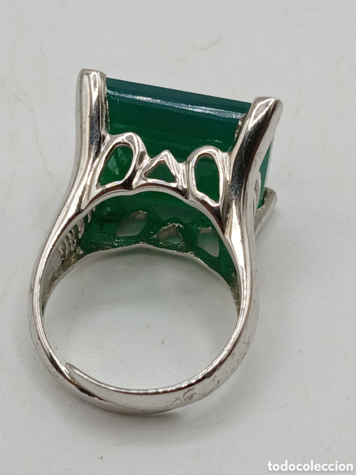 Joyeria: Anillo ajustable plata 925mls y &aacute;gata verde - Foto 3
