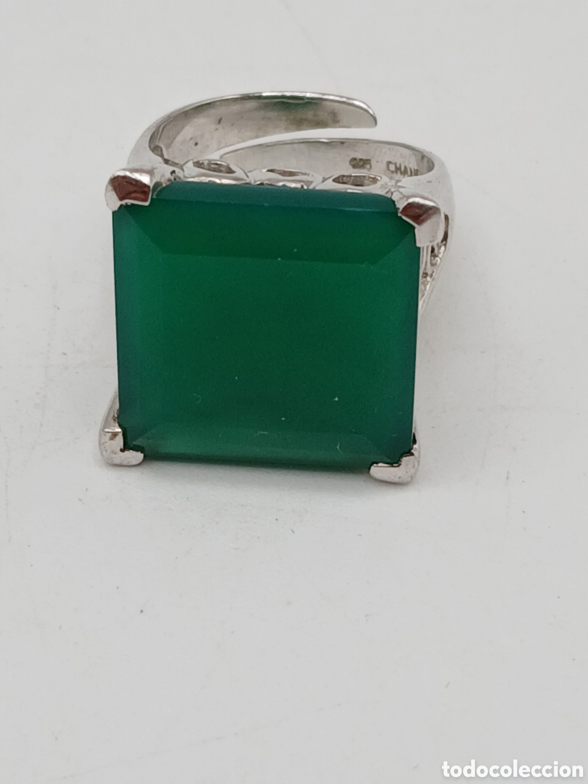 Joyeria: Anillo ajustable plata 925mls y &aacute;gata verde - Foto 4
