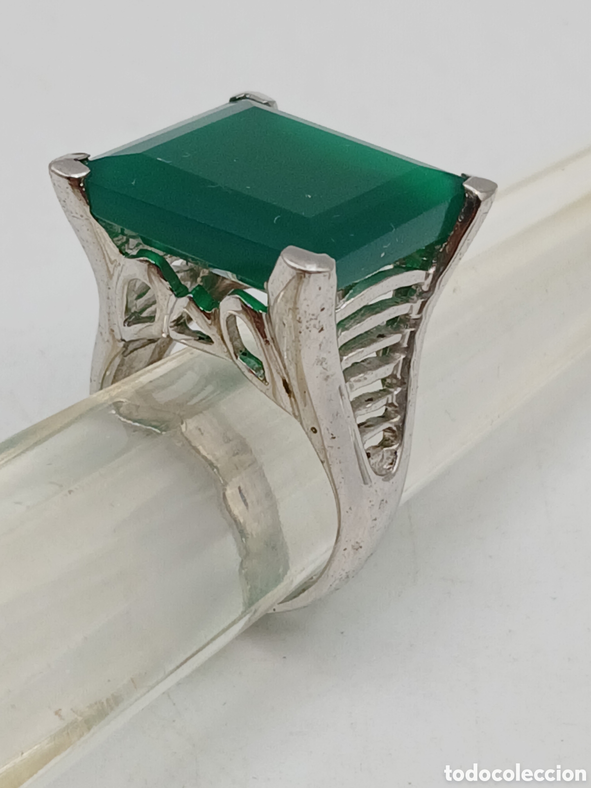 Joyeria: Anillo ajustable plata 925mls y &aacute;gata verde - Foto 5