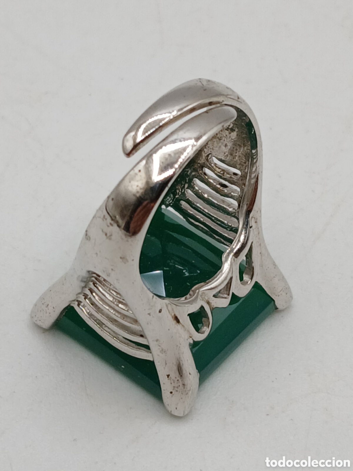 Joyeria: Anillo ajustable plata 925mls y &aacute;gata verde - Foto 6