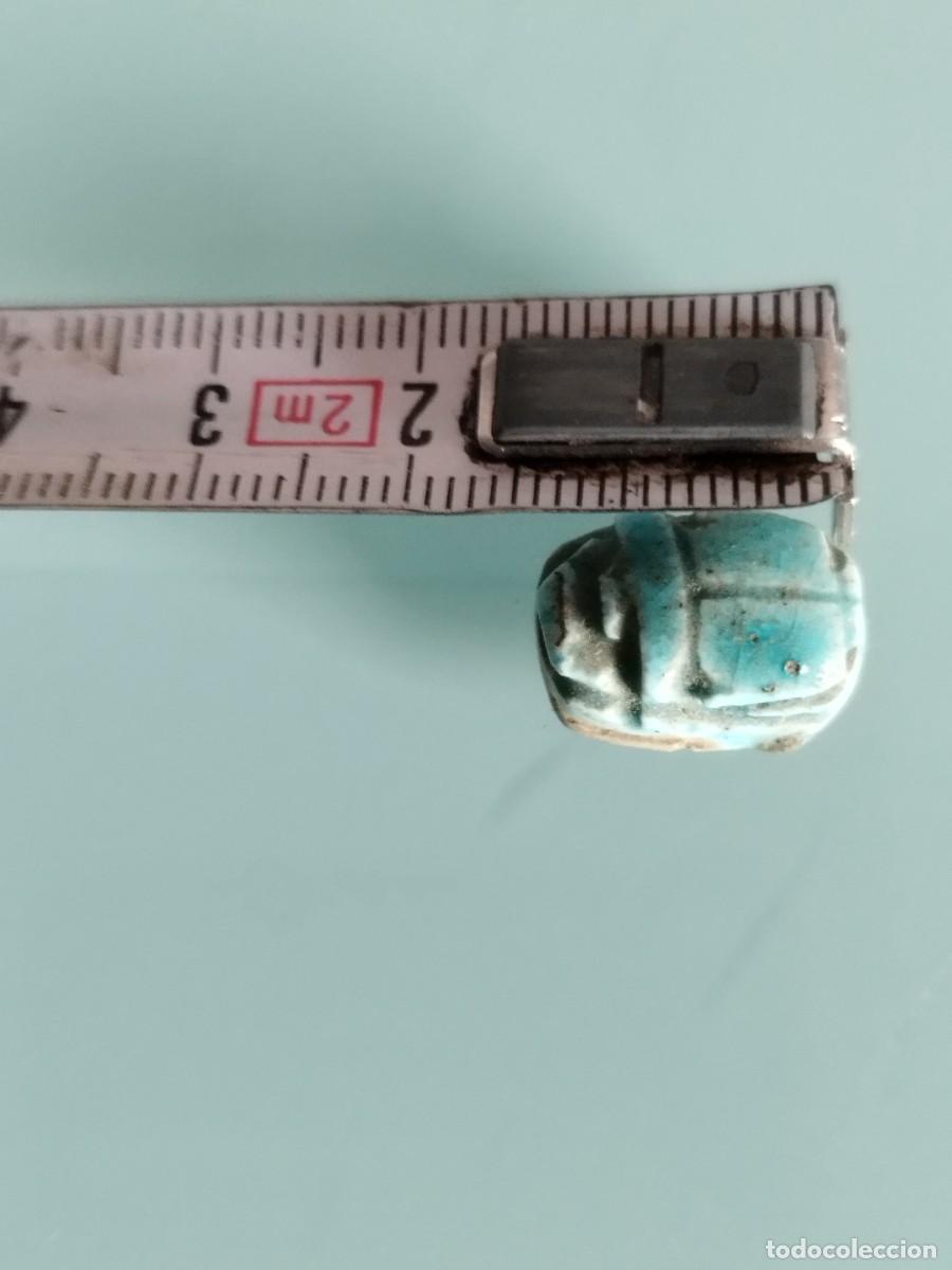 Joyeria: Cuenta de escarabajo egipcio azul. - Foto 4