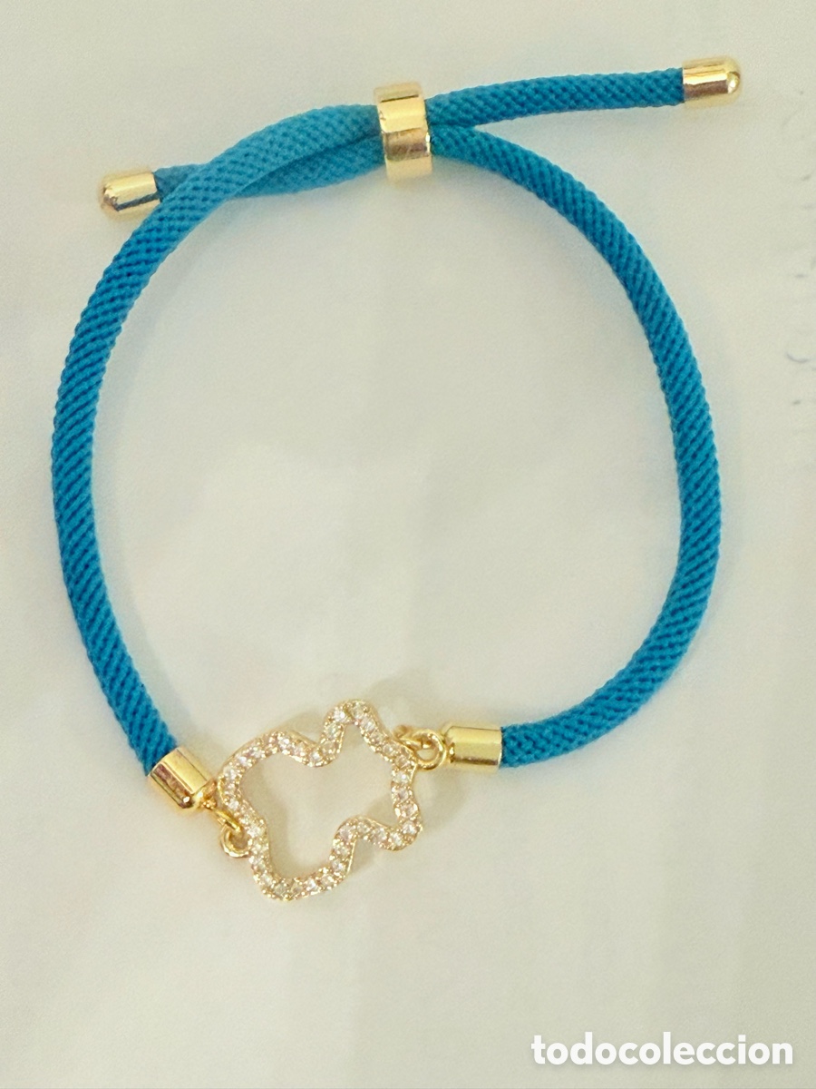 Joyeria: Pulsera dorada y celeste con nudo - Foto 2