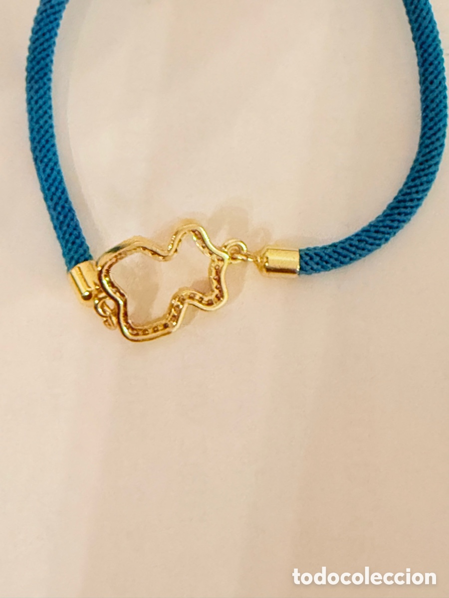 Joyeria: Pulsera dorada y celeste con nudo - Foto 3