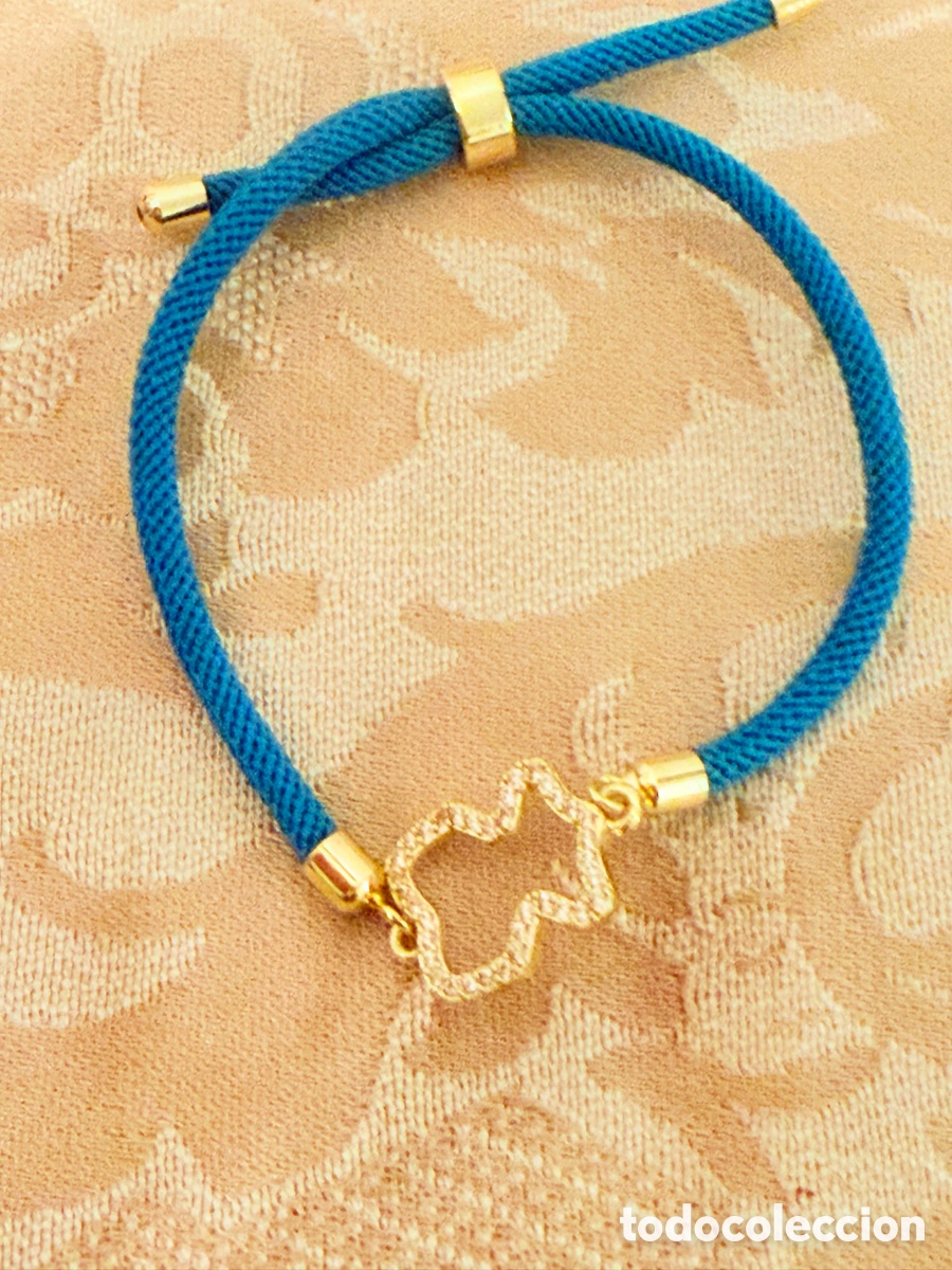 Joyeria: Pulsera dorada y celeste con nudo - Foto 4