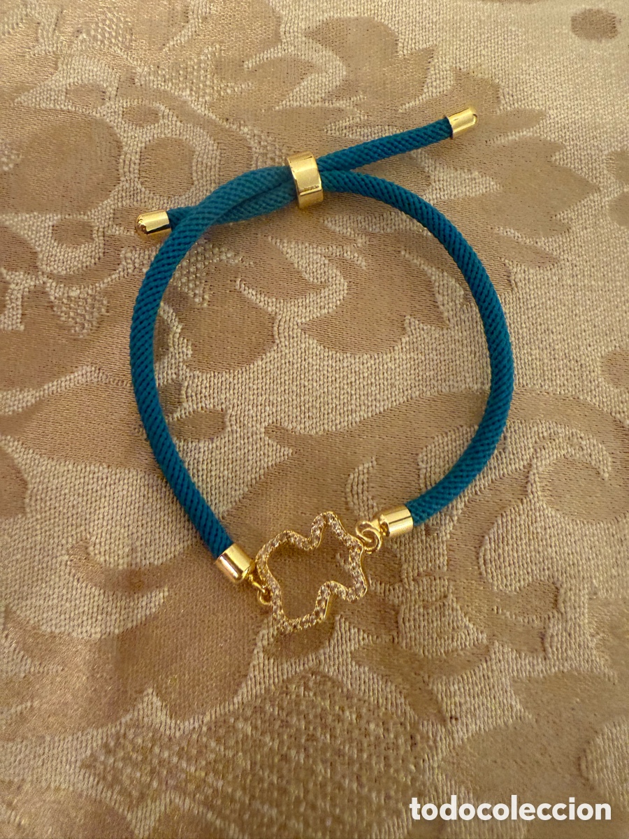 Joyeria: Pulsera dorada y celeste con nudo - Foto 5