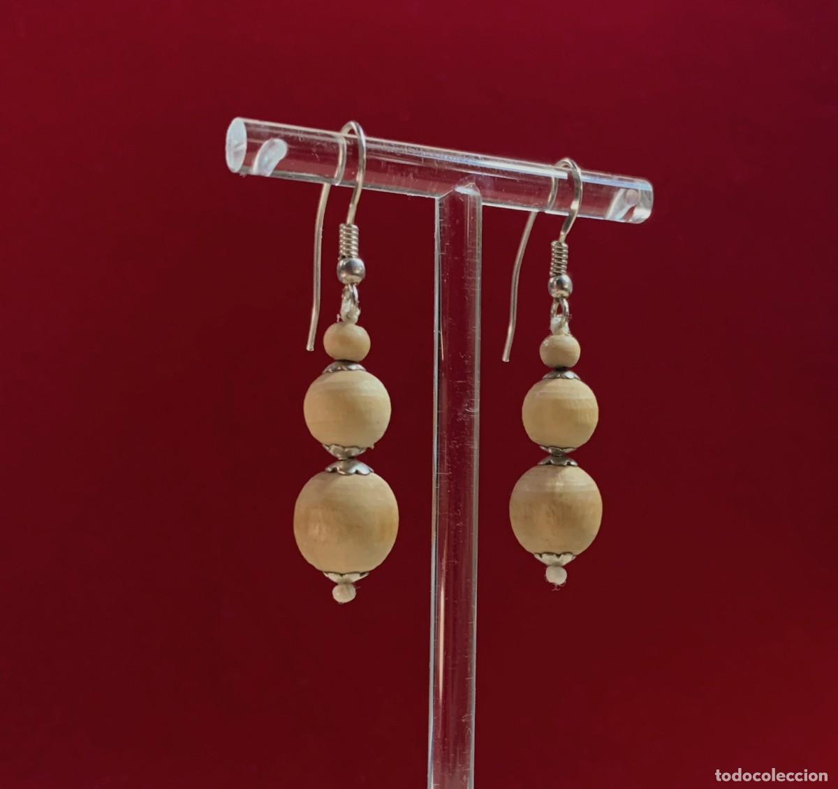 Joyeria: Pendientes Tulsi en plata de ley y cuentas de madera, - Foto 1