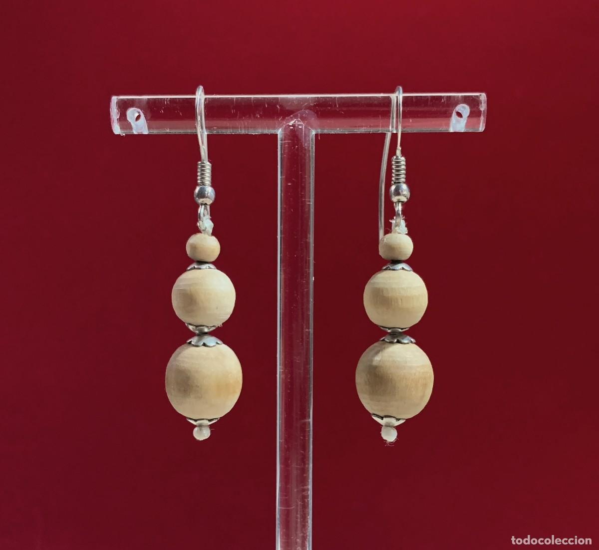 Joyeria: Pendientes Tulsi en plata de ley y cuentas de madera, - Foto 2