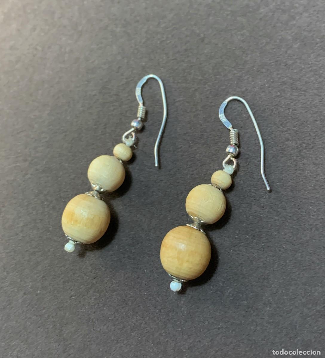 Joyeria: Pendientes Tulsi en plata de ley y cuentas de madera, - Foto 3