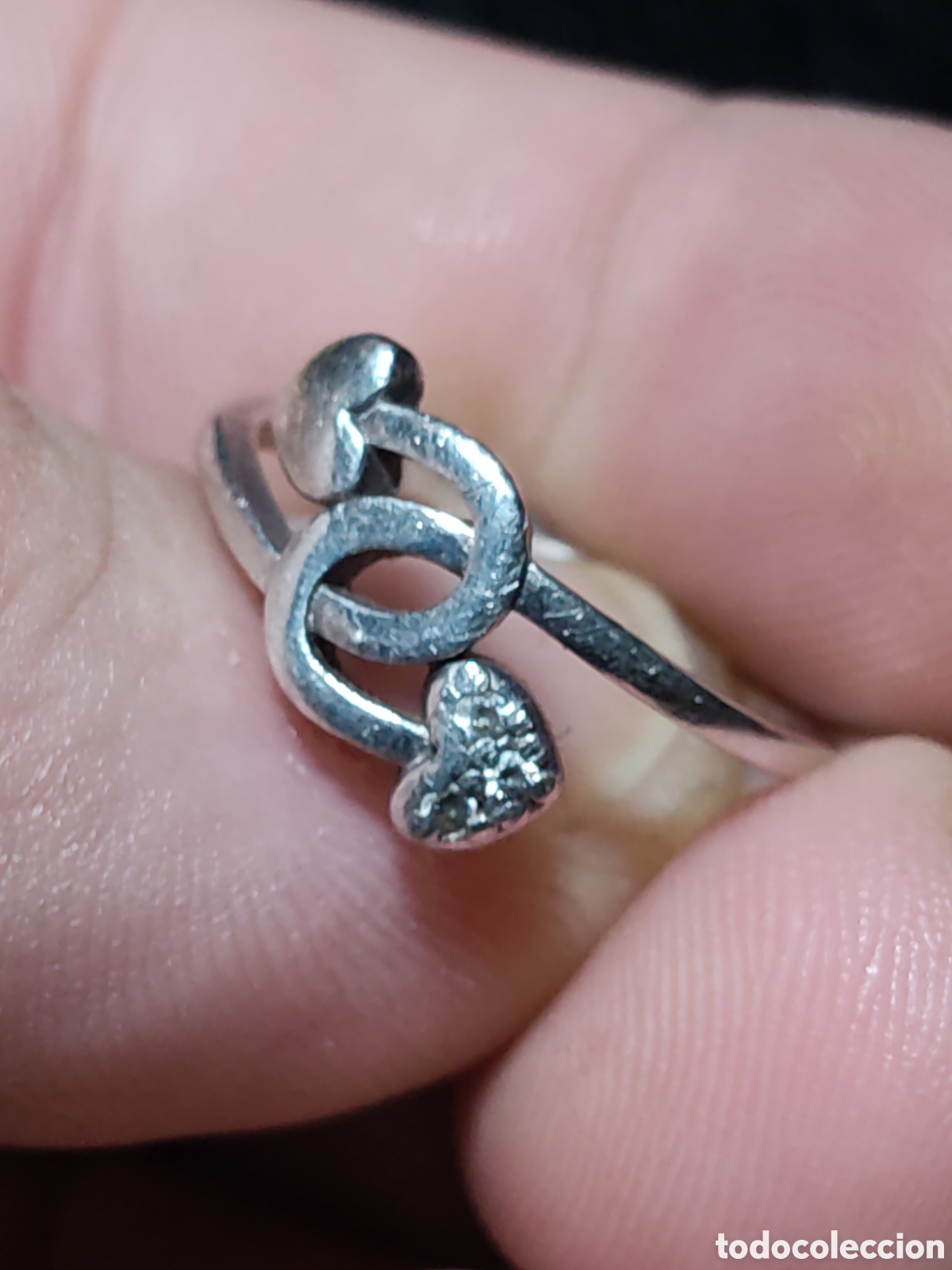 Joyeria: Anillo con corazones entrelazados de plata 925. - Foto 6