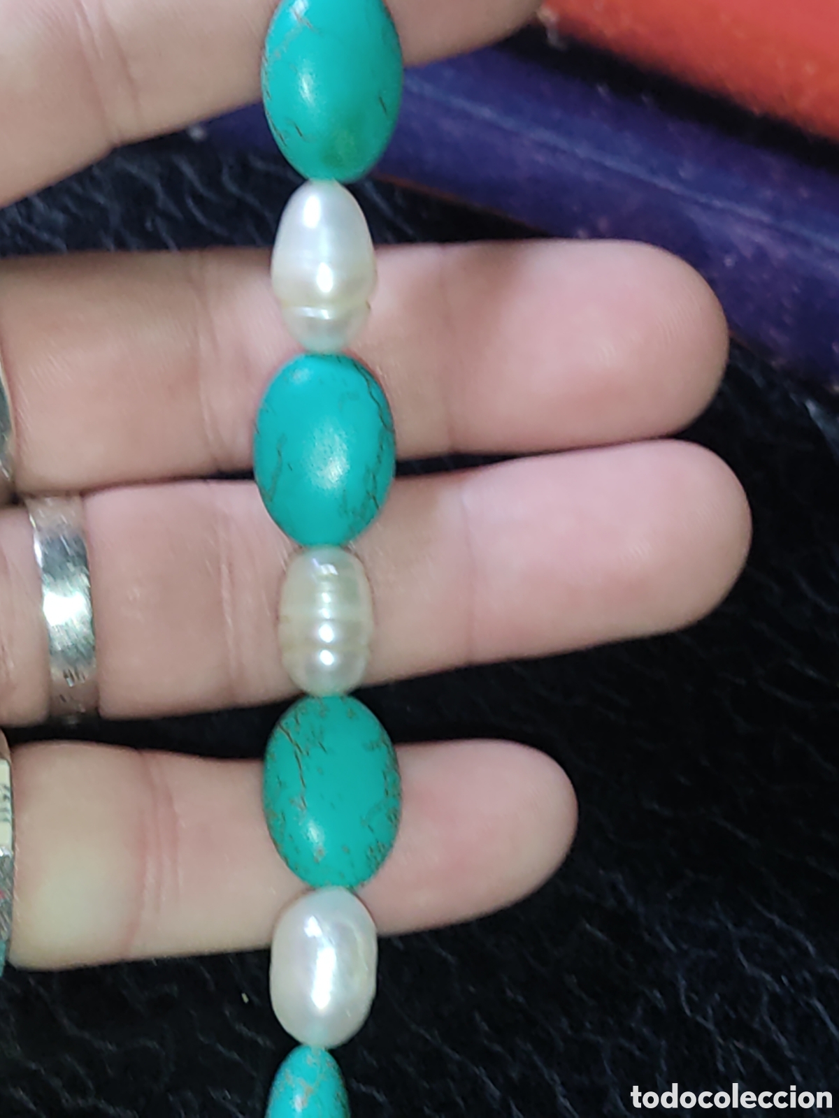 Joyeria: Pulsera de perlas barrocas y turquesa. - Foto 2