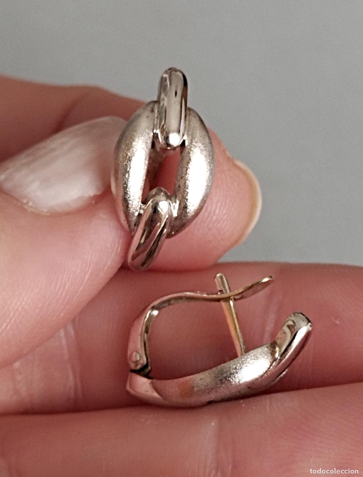 Joyeria: Pendientes de plata contrastada, forma de eslabones, cierre de pala. - Foto 3