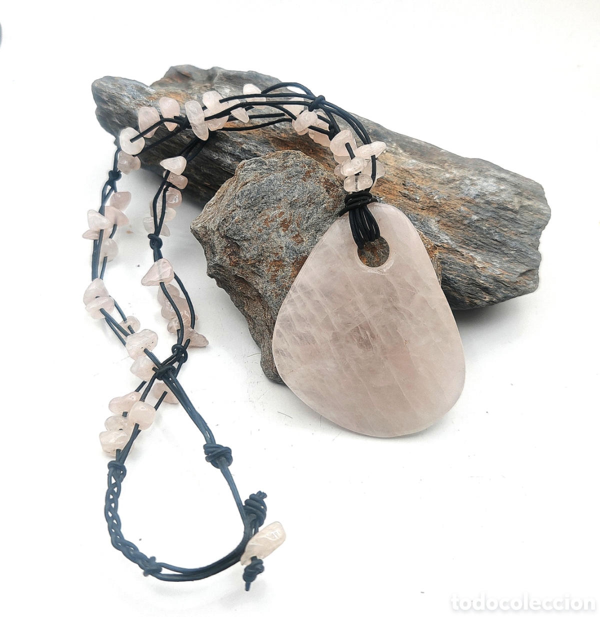 Joyeria: Collar Estilo Hippie de Cuarzo Rosa Natural - Foto 1