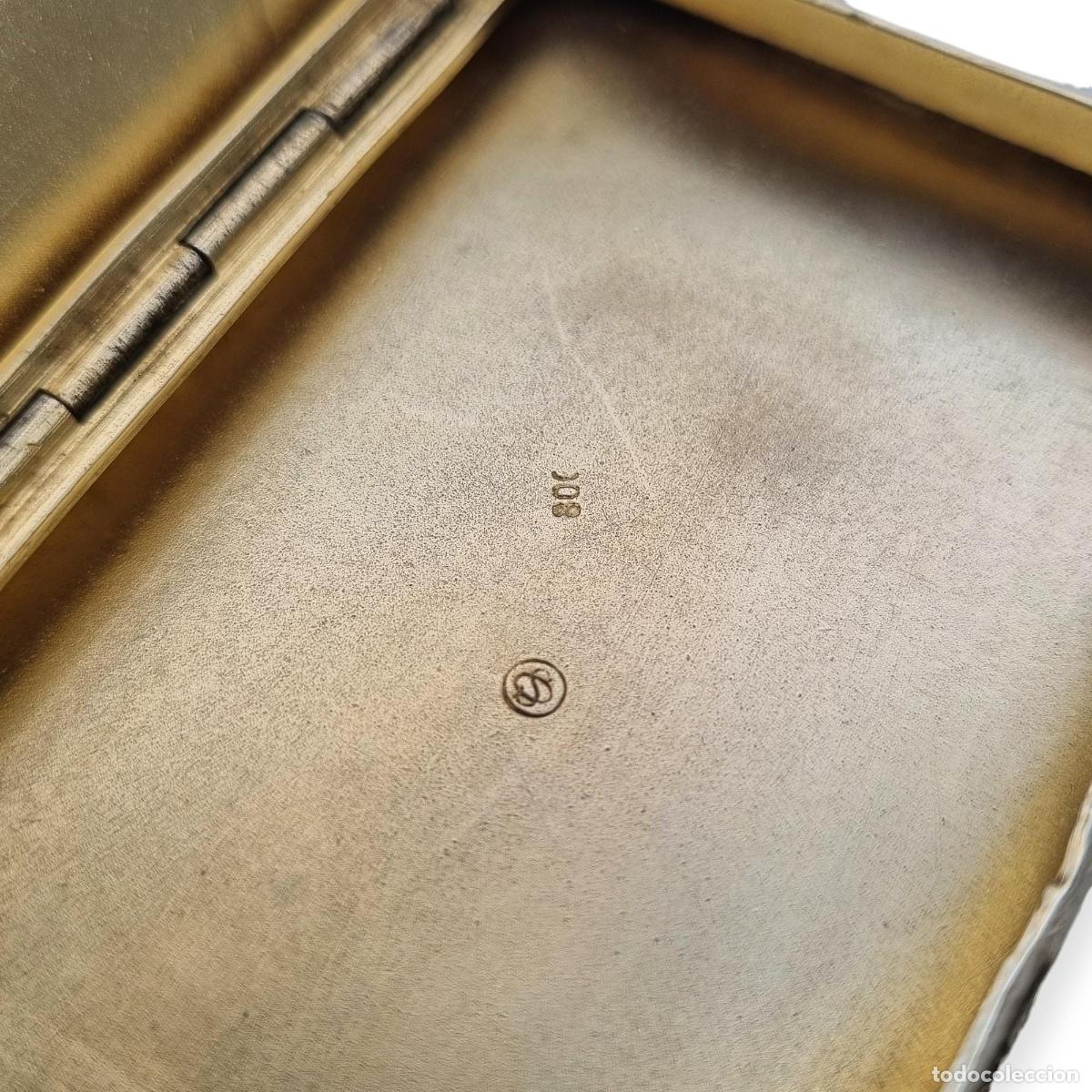 Joyeria: Caja rectangular de plata 800 con grecas de esmalte azul, Art Dec&oacute;, circa 1920. - Foto 2