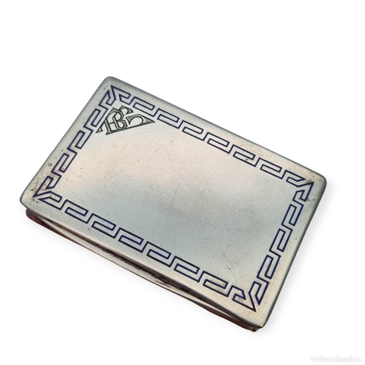 Joyeria: Caja rectangular de plata 800 con grecas de esmalte azul, Art Dec&oacute;, circa 1920. - Foto 8