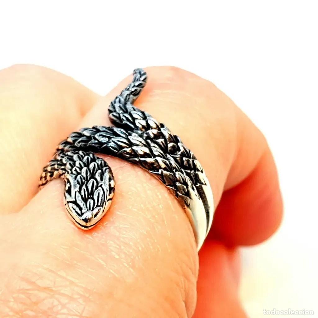 Joyeria: Anillo vintage de serpiente, plata de ley, estilo boho. - Foto 2