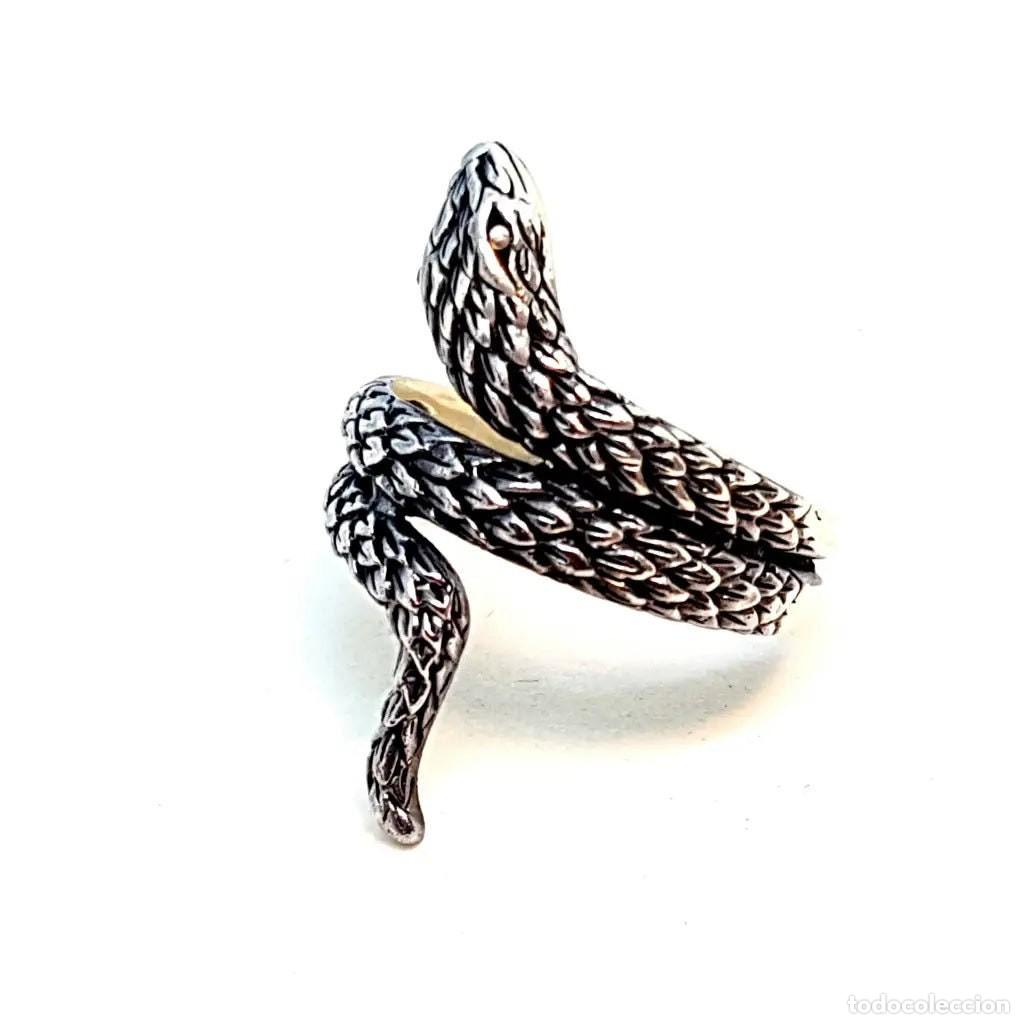 Joyeria: Anillo vintage de serpiente, plata de ley, estilo boho. - Foto 3